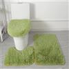 Generico Set di Tappeti da Bagno 3 Pezzi in Microfibra Morbida - Antiscivolo, Assorbente, Lavabile in Lavatrice, Tappetino Shaggy, Contorno WC e Copriasse (verde intenso)
