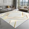 UUZEAI Tappeti in marmo bianco e oro, tappeto moderno con linee semplici e simmetriche per soggiorno, camera da letto, tappeto per interni lavabile e antiscivolo, 50x140cm