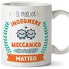 Mugffins Tazza Personalizzata in ceramica per INGEGNERE MECCANICO uomo 11 oz / 350 ml - In italiano - Migliore del mondo - Con disegno - Idea regalo per compleanno, anniversario, natale, laurea
