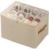 wenyouya Contenitore per scarpe in tessuto, con 12 scomparti, 43,9 x 44,5 x 32 cm, design pieghevole, 16 divisori regolabili in tessuto Oxford (beige)
