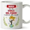 Mugffins Tazza Personalizzata in ceramica per VIGILE DEL FUOCO donna 11 oz / 350 ml - In italiano - Sei migliore del mondo - Idea regalo per compleanno, anniversario, natale, laurea