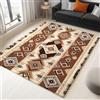 AUWUUA Tappeto etnico Navajo Azteco del sud-ovest, Geometria, 120x150 cm, morbido, antiscivolo, lavabile, per camera da letto, soggiorno, tappeti etnici vintage tribali occidentali, marrone