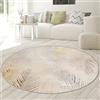Teppich-Traum Tappeto moderno Design per il Soggiorno Rami di Palma | easy care | crema oro, 200 cm rund