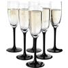 Mascart Set di 6 calici da champagne 180 ml/scatola di presentazione nero stelo