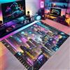 PEIHUODAN Neon Punk World Scena Notturna Città Tappeto per Camera da letto Ragazzi Ragazza Adolescenti Flanella Antiscivolo Home Decor Carpet Adatto per Soggiorno, Camera da Letto, Sala Giochi, 80x160 cm