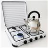 ESTO Fornello per GPL 4 Fuoco Portatile - No metano in Rete - Piano Cottura Compatto da Campeggio, Cucina Esterna, Alta Efficienza, Struttura Robusta, Ideale per Outdoor, Camping, Viaggi (2 Fuochi)
