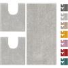 Home Tresor Parure Tappeti Bagno Set 3 Pezzi per Wc e Bidet, Tappeto Microfibra Morbido Antiscivolo Assorbente Giro Water - Grigio