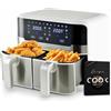 MasterPRO Rocket Duo 900 | Friggitrice Senza Olio Doppia | Bianco | Capacità da 9 L e 2400 W di Potenza | Schermo LED Touch e Cestello Antiaderente | Friggitrice ad Aria | 11 Funzioni Diverse in 1