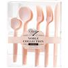 Decor Decorline Decorline - Set di posate in plastica robusta riutilizzabile - 40 pezzi - Ciascuno con 16 forchette, 8 coltelli, 8 cucchiai e 8 cucchiaini da caffè/tè - Collezione Noble - Rosa perla