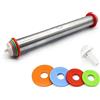 ECOSWAY Acciaio mattarello, mattarello regolabile, spille con rimovibile spessore anelli guide, stile francese 43,2 cm pollici lunga asta mattarello per pizza Pie Cookie pasticceria antiaderente cottura