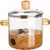 Pastoralist Pentola di cottura in vetro, pentola di vetro da 2, 3 litri con coperchio alte borosilicato a doppia maniglia trasparente tureen con coperchio per pasta, latte, stufato, caffè, trasparente, cottura