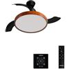 CREATE / WIND CLEAR STUDIO M/Ventilatore da soffitto con luce nero e legno scuro con controllo da parete e telecomando / 40W, Pale retrattili, Ø108 cm, funzione estate-inverno