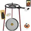 COMBOI - Kit padella per paella e bruciatore a gas butano da 40 cm, padella da 46 cm, regolatore del gas, tubo, supporto con 3 gambe, livella, grembiule, ricette per paella.