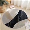 Generico Tappeto rotondo soggiorno 150 cm, Astratto Linea Geometria soffice morbido antiscivolo lavabile in lavatrice Tappeto Beige Nero, per camera da letto bagno corridoio Cucina