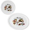 MamboCat Luigi - Set di 2 piatti per pizza, Ø 30,5 cm, per 2 persone, grandi piatti per pizza in porcellana bianca con motivo pasticceria, per pizze, piatti piani