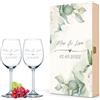 GRAVURZEILE Leonardo Bicchieri da vino con incisione - Wedding Love Design - Personalizzati con nome e data con scatola di legno - Regalo per matrimonio, fidanzamento o anniversario - Colore: piccola