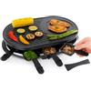 Everhomely Raclette - Set per fonduta da 8 persone, con pentola e piastra per barbecue, con padella e raschietto (angolare)