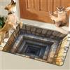 Qosneoun Tappeto 3D con fori 2026, motivo: cane si spaventa, tappeto 3D, tappeti che sembrano un buco, zerbino antiscivolo per porta d'ingresso, bagno, scale, sala giochi, soggiorno o decorazione di aree (A, M
