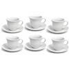PALUPLUS Set 6 Tazzine Caffè con Piattino in Porcellana da 80 ml, Tazze da Espresso Bianche con decoro e manico, Lavabili in Lavastoviglie, adatte per Microonde -670F