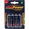 ATHOS POWER Blister da 4 batterie alcaline AA 1,5 V LR6 | Alta durata e potenza | per telecomandi, giocattoli, torce elettriche, fotocamere e altro | energia stabile e sicura senza perdite fino a 10 anni