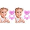 Nuby Teethe-eez in silicone morbido | Anello dentizione in silicone con superficie per massaggiare le gengive | Custodia igienica inclusa | Rosa | +3 mesi (Confezione da 2)
