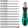 BEASAFY Set di 12 punte Torx con foro, 75 mm Torx lungo con manico, set di viti T6-T40, cacciavite da 1/4, cacciavite magnetico in acciaio S2