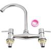 Yhenlovtt Rubinetto per lavabo in ottone massiccio cromato con due leve, design a 2 fori, bocca girevole a 360° per lavello o vasca da bagno, attacco da 1/2