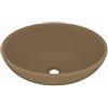 vidaXL Lavandino Lusso Lavello per Bagno Lavabo per Toilette Sanitari Prodotti per Bagno Vaschetta Ovale Crema Opaco 40x33 cm in Ceramica