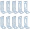 Meijeegu 10 connettori angolari di ispessimento regolabili, con 2 fori lunghi, a forma di L, angolo di 90 gradi, angolo in metallo, per scaffali, tavoli, sedie, 80 x 40 mm, spessore 3 mm (argento)