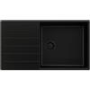 PRIMAGRAN Lavello da Cucina Tutto Nero 90x50cm, Lavandino in Granito a 1 vasca + Sifone Classico, Lavabo da Cucina Incasso al Mobile 60cm - Copenhagen Top S665