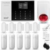 HUXGO® HXA005 Antifurto casa wireless WiFi + GSM con radio Sirena solare| Kit allarme casa senza fili: 5x rilevatori di movimento, 5x sensori di allarme per finestre/porte | Per Casa, Appartamento
