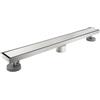 Gugxiom Pannello 2 in 1 Canaletta Doccia 304 SUS Acciaio Inox, Canalina per Il Drenaggio del Bagno e Della Piscina (Argento Spazzolato)
