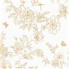 ICYEHAO Carta da Parati con Fiori e Uccelli, 44 x 500 cm Carta da Parati Bianco e Oro Parato Adesivo Jungle Dorata Fiori Foglie Farfalle Piante Pellicola Adesiva per Mobili,Camera da Letto,Soggiorno,Bagno