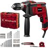 Einhell Set trapano a percussione Einhell TC-ID 1000 E Kit +64 (1010 W, regolazione giri elettronica, mandrino autoserrante da 13 mm, n. percussioni 48.000 min-1, set accessori 64 pz. e valigetta inclusi)
