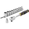 STANLEY FATMAX FMMT82680-0 Set cricchetto FATMAX att. 3/8 con Chiavi a Bussola e inserti-22 pz, Nero, 22 Pièces-120 dents