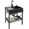 GAOUSD Lavabo da cucina mobile in acciaio inox, con rubinetto girevole a 360°, per cucine, roulotte, fattorie, 60 x 45 x 86 cm