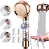 Gorger Propeller Turbo - Soffione doccia ad alta pressione, con 3 modalità regolabili, con filtro e pulsante di arresto dell'acqua, con comando a elica a vortice (Glod)