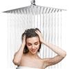 vvhippo Soffione Doccia 12 Pollici, Soffione per Doccia in Inox 304, Doccia Fisso Piazza, Testa Doccia Regolabile 360°, Può Essere Installato a Parete o a Soffitto