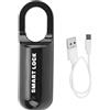 Yinhing Blocco di Sicurezza Senza Chiave, Blocco delle Impronte Digitali Sicurezza Antifurto Lucchetto USB Ricaricabile con Impronte Digitali per Valigia (Nero)