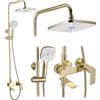 Rea - Set Doccia Storm Gold Sistema Doccia In Ottone Per Bagno (Gold) 45x30x136cm