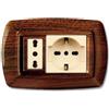 ELETTROCANALI Placca serie Tondo', 2 moduli, UNEL, plastica, legno scuro, compatibile con BTicino Magic - Elettrocanali ECL2598LS
