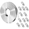 SKYPRO Fascette stringitubo grandi, regolabili, 10 metri, in acciaio inox, con 8 elementi di fissaggio, viti in metallo e reggiatura per tubi, condotti, pali, tubi