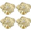 QUARKZMAN 4 Pcs Pomelli A Fiore, Pomelli Per Cassetti In Metallo Con Cristalli Maniglie A Petali Di Fiori Per Ante Di Armadi E Credenze Decorativi Per Mobili, Oro