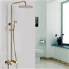 XUEMANSHOP Colonna Doccia, Colonna Doccia Acciaio Inox con Soffione, Doccetta e rubinetteria, Altezza Regolabile 80-120cm, Set Doccia Completo oro