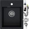 empiria SINK QUALITY Sink Quality - Lavello in granito, nero maculato, 40 x 50 cm, con sifone e impregnazione, senza scolapiatti, piccolo lavello da cucina, per armadi inferiori da 40 cm di larghezza