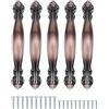 TsunNee Maniglie vintage per armadietti, antiche, maniglie per ante di mobili, lunghezza 10,9 cm (foro centrale da 6,3 cm), bronzo rosso, confezione da 10