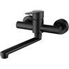 HomeLava Rubinetto da muro nero, Miscelatore da parete per cucina, girevole a 360 ° design retrò modello lungo, Tubo rotante 23cm