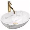 Rea - Lavabo Da Appoggio Sofia Shiny Aiax Lavandino Bagno 410 X 345 X 150 mm Ceramica (Imitazione Pietra)