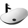 Rea - Lavabo Da Appoggio Royal White Nero Lavandino Bagno 625 X 360 X 150 mm Ceramica (Bianco/Nero)