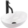 Rea - Lavabo Da Appoggio Sofia Mini Cloudy In Ceramica,Grigio, Ovale 34,5X26,5X12cm